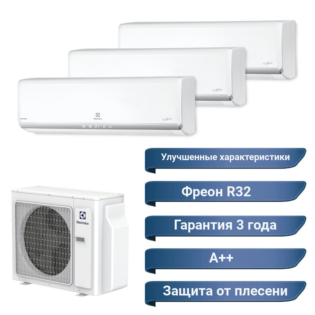 Мульти сплит-система на 3 комнаты Electrolux EACO/I-24 FMI-3/N8_ERP + 3* EACS/I-07 HM FMI/N8_ERP (3 комнаты по 20 м2)