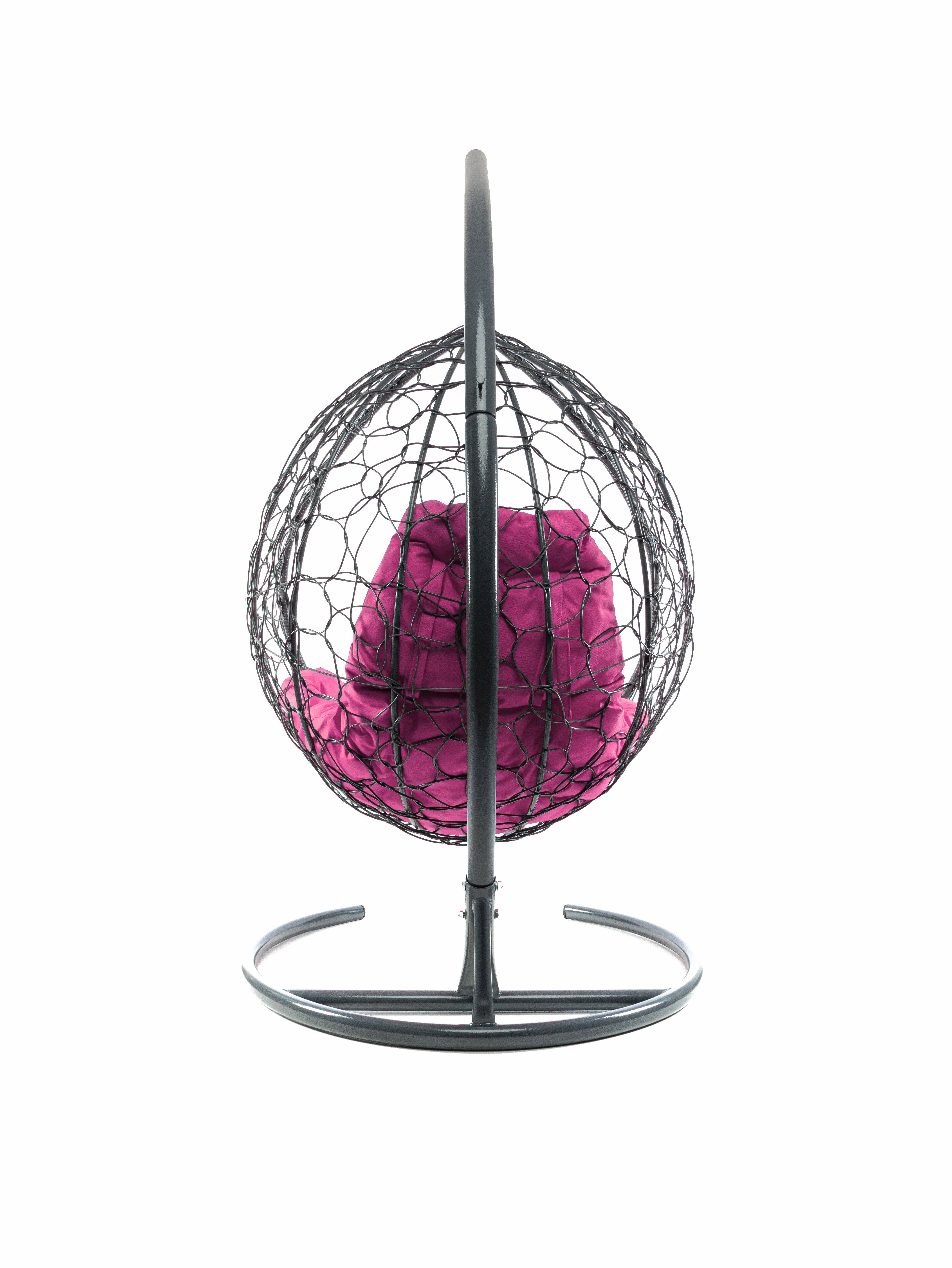 Подвесное кресло ротанг серое, розовая подушка - фотография № 5