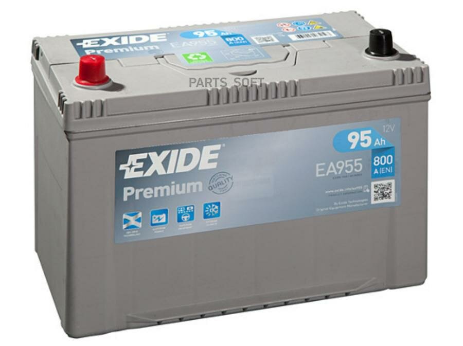 EXIDE EA955 EXIDE EA955 PREMIUM_аккумуляторная батарея! 19.5/17.9 рус 95Ah 800A 306/173/222 CARBON BOOST\