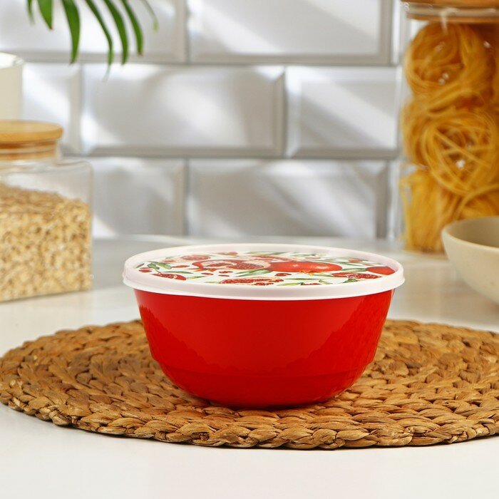 фото Миска с крышкой «Гранат», 1 л, 17×16,2×8 см, цвет красный