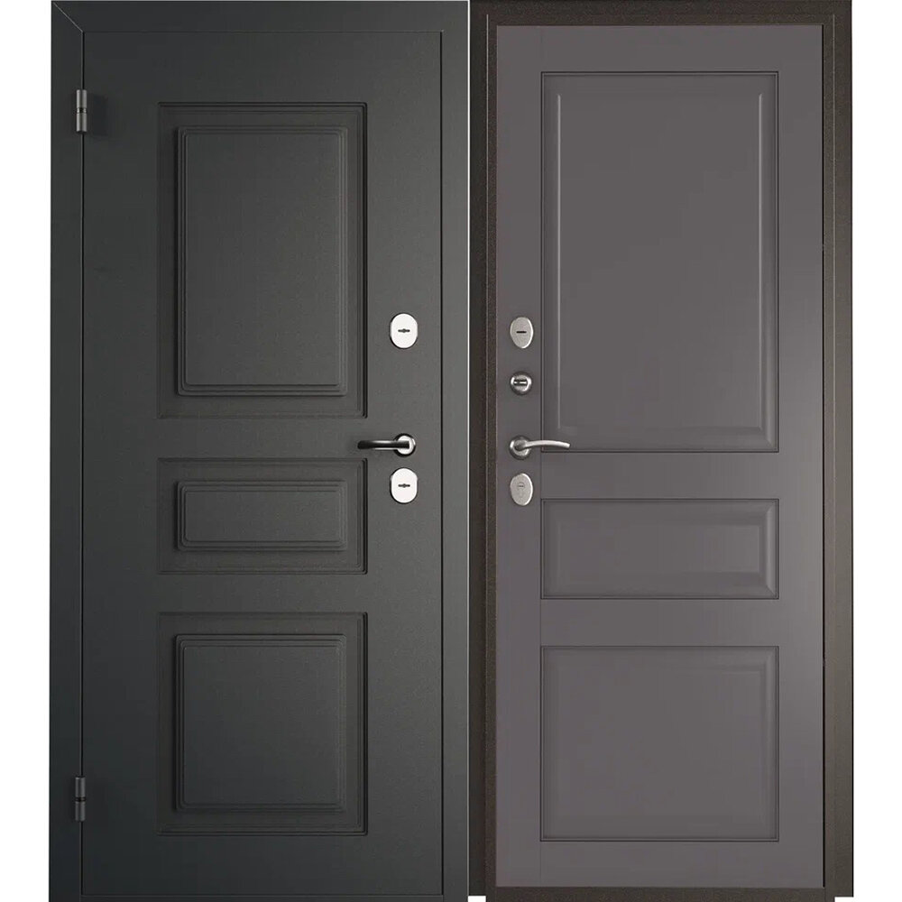 Дверь входная с терморазрывом Промет Норд 980х2050 мм букле графит - нубук графит левая - фотография № 1