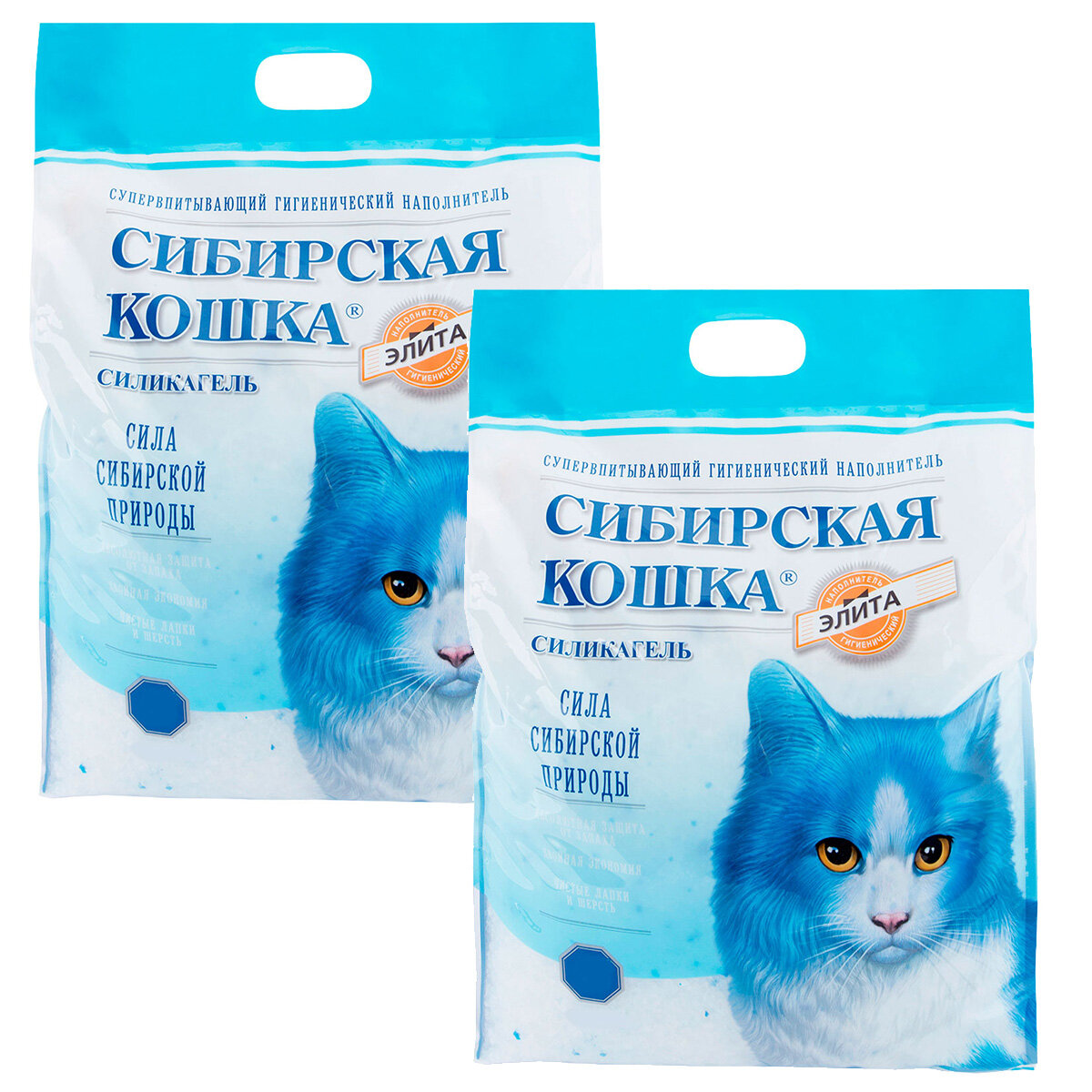 Сибирская кошка элитный наполнитель силикагелевый для туалета кошек (16 + 16 л)
