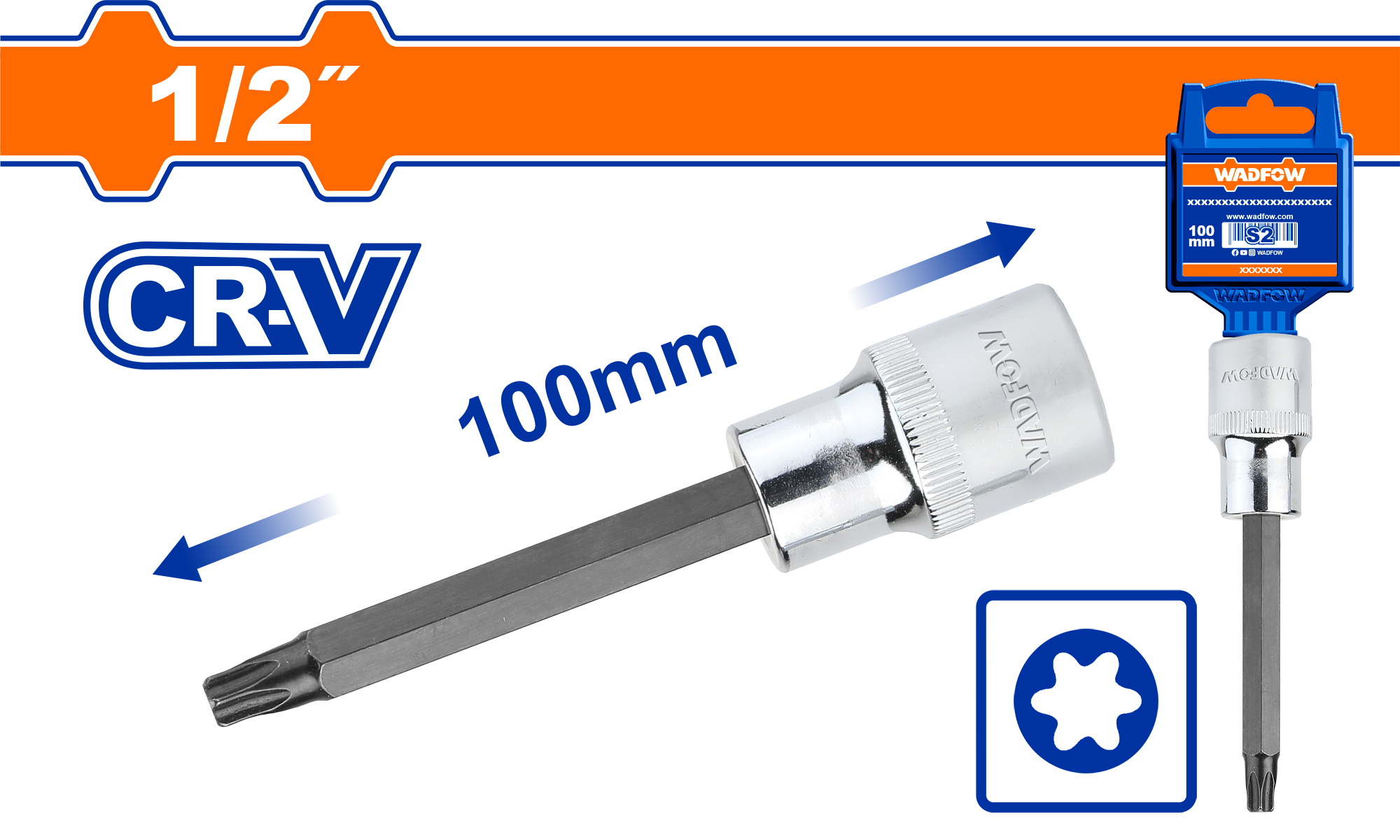 фото Бита WADFOW WSC5216 TORX T45 1/2" 100 мм