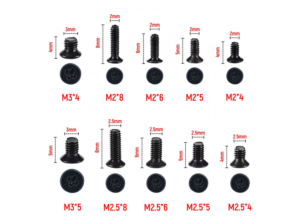 Винты для ремонта электроники M2 M2.5 M3 (100 штук)