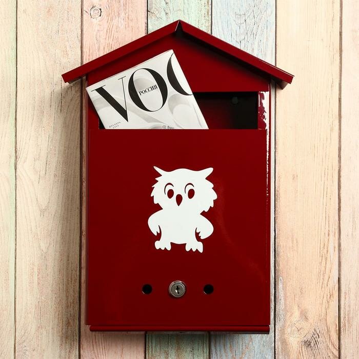 Ящик почтовый с замком, вертикальный, «Домик», вишнёвый (1шт) - фотография № 6
