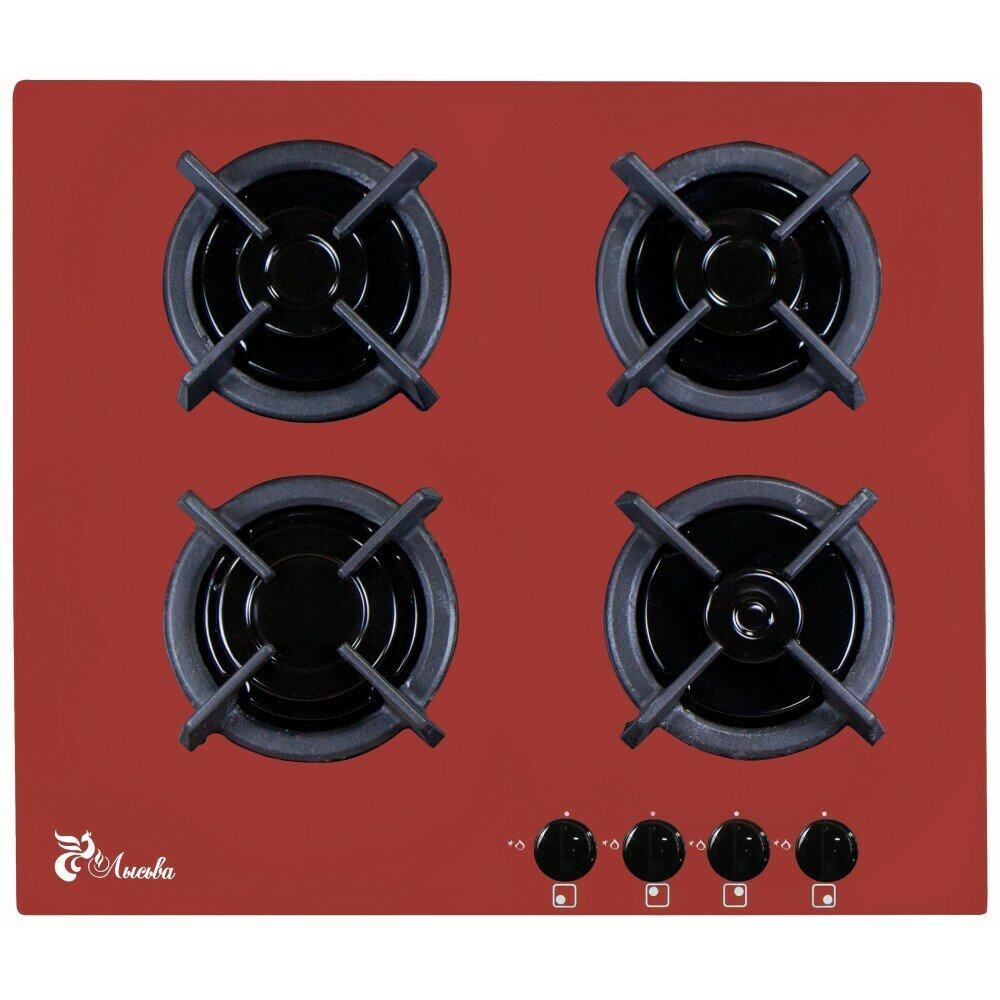 фото Газовая варочная панель Лысьва GR0400G00 красная (ПГВ 41 К)