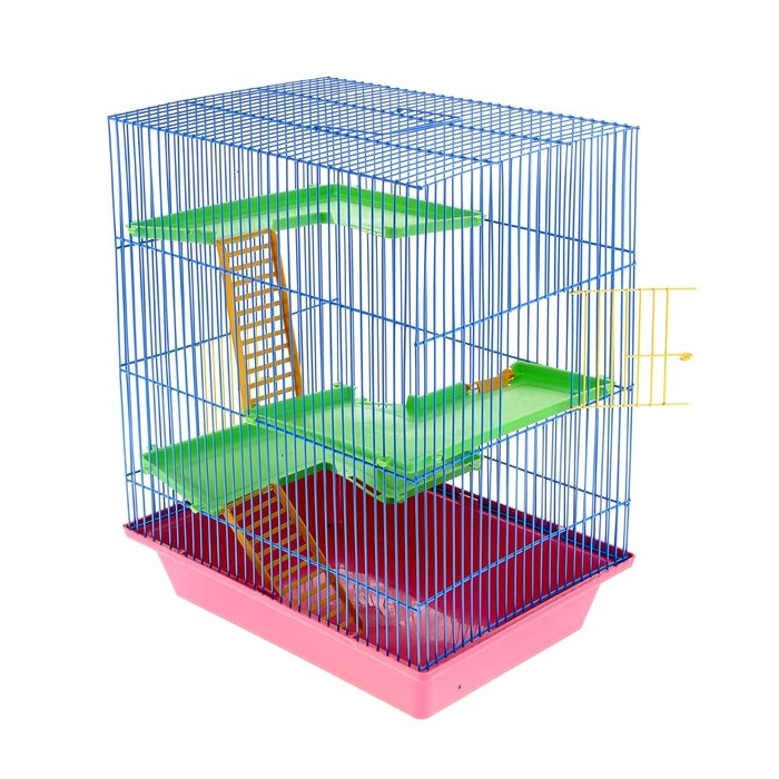 Клетка для грызунов Гризли 4 с пластиковыми полками и лесенками, 41 х 30 х 52 см, микс - фотография № 6