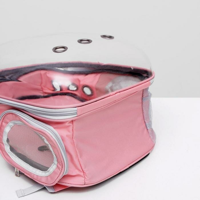 Пижон Рюкзак для переноски кошек и собак прозрачный, 31 х 28 х 42 см, розовый - фотография № 10
