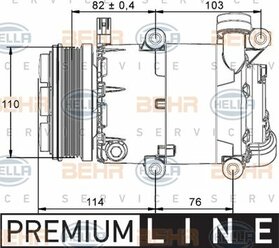 Компрессор кондиционера Ford Focus C-MAX/Focus II/Focus II Turnier 03>12 Volvo C30/S40 II/V50 04>12 HELLA 8FK351113461