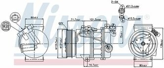 Компрессор кондиционера Renault Laguna/Laguna III/Laguna III Grandtour 07>15 NISSENS 89386