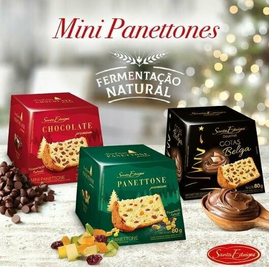 Бразильский Рождественский кекс Santa Edwiges "Panettone Gourmet Belga" c кусочками Бельгийского шоколада нетто 80г , код:000023322 - фотография № 2