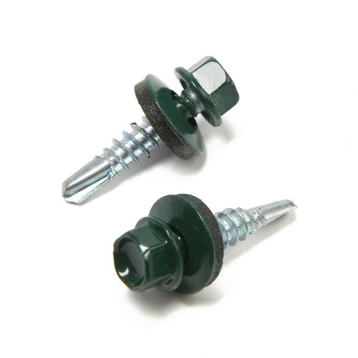 фото Саморезы кровельные 5,5х25 мм, RAL6005 цвет зеленый, 200 шт.