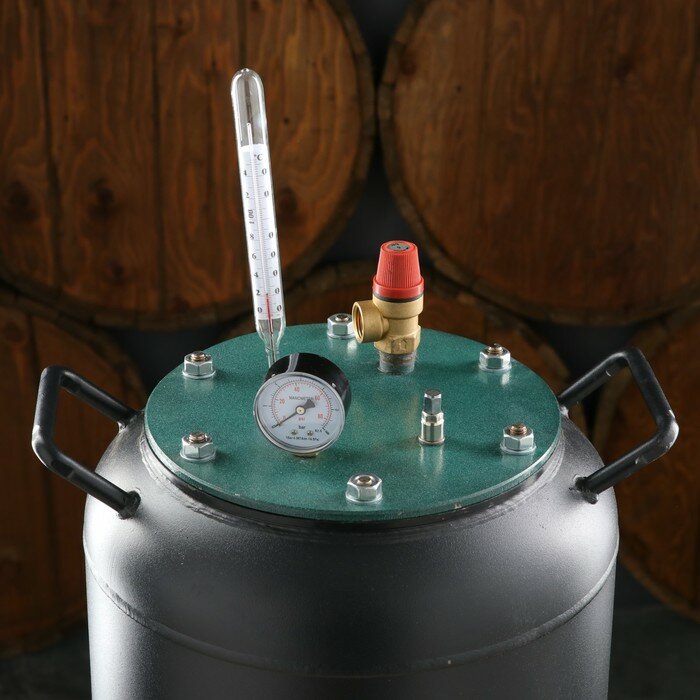 СовеК Автоклав-стерилизатор "Совек", 36 л, углеродистая сталь, манометр, термометр, клапан сброса давления - фотография № 2
