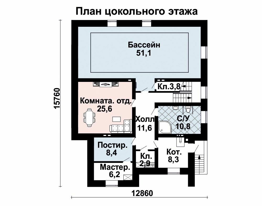 (439м2, 15х12м) Готовый проект трехэтажного дома из кирпича с цоколем и подвалом - AS-2114 - фотография № 3