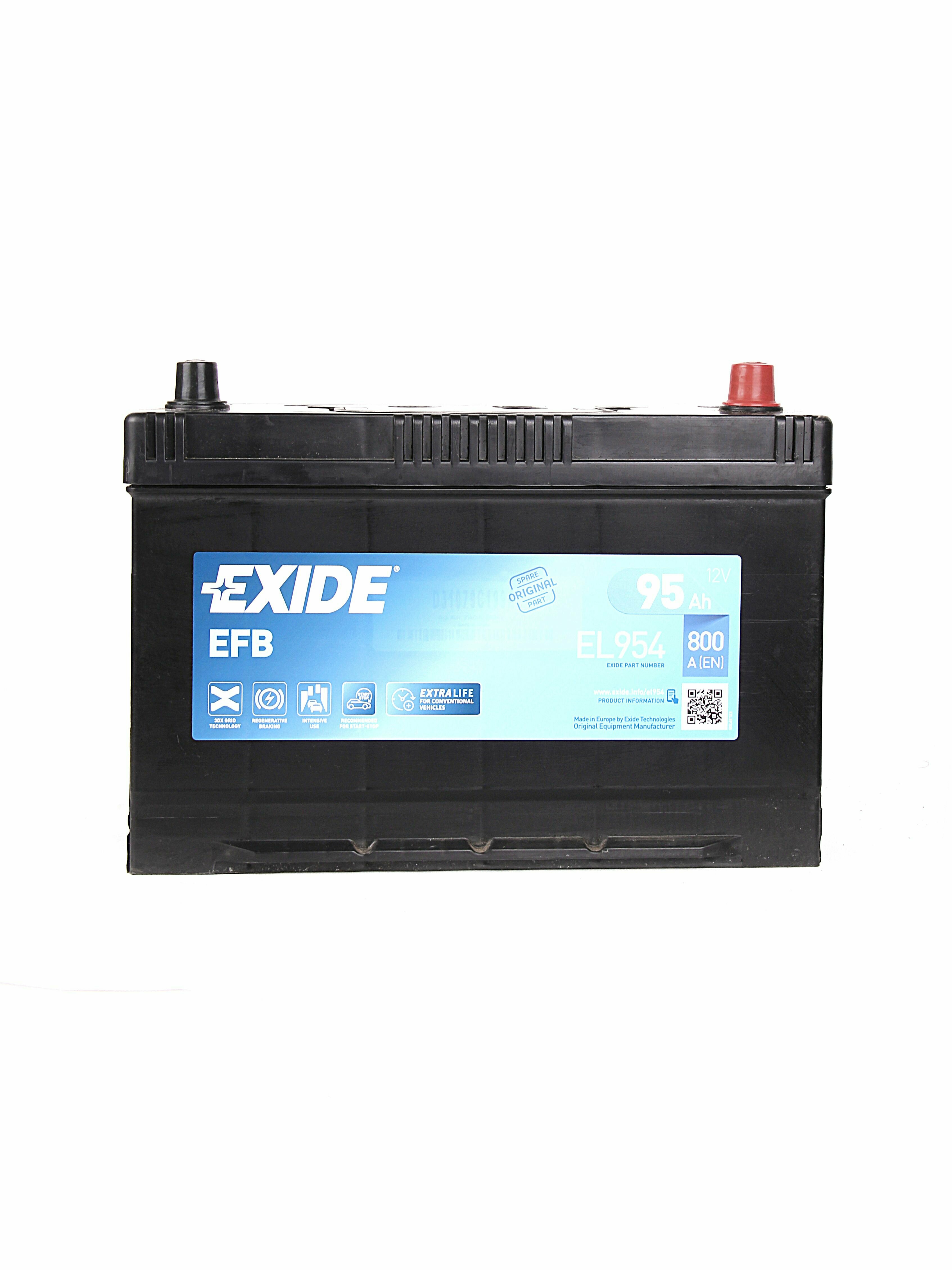 Аккумулятор автомобильный EXIDE Start-Stop EFB EL954 95Ач R+ EN800A 306x173x222