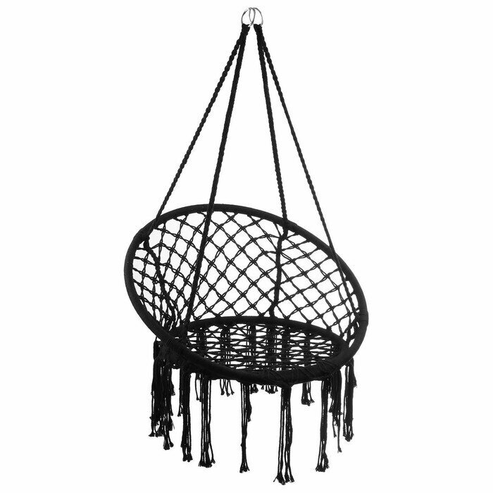 Гамак-кресло подвесное плетёное 60 х 80 см, цвет чёрный - фотография № 2