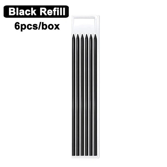 Комплект черных стержней для плотницкого карандаша (6 шт.) GW - фотография № 1