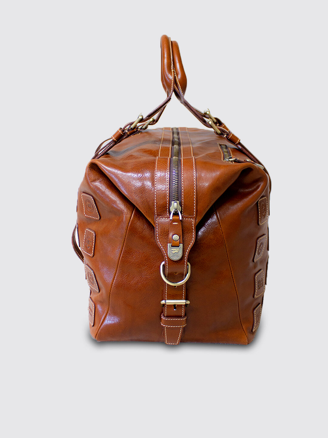 Дорожная спортивная сумка из натуральной кожи Bruno Bartello, D-0009, светло коричневая, клатч борсетка в комплекте - фотография № 4