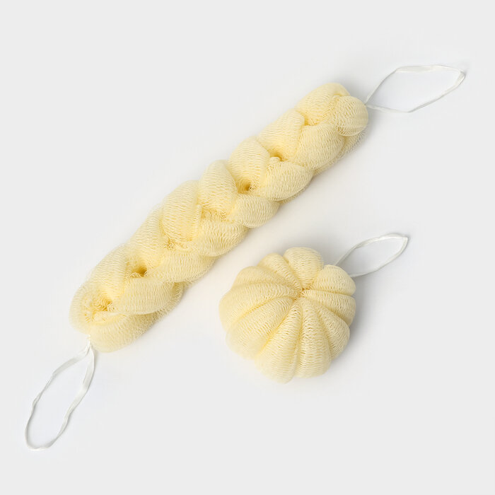 фото Набор мочалок для тела CUPELLIA SPA: Коса 70гр + Ракушка 46г, цвет бежевый