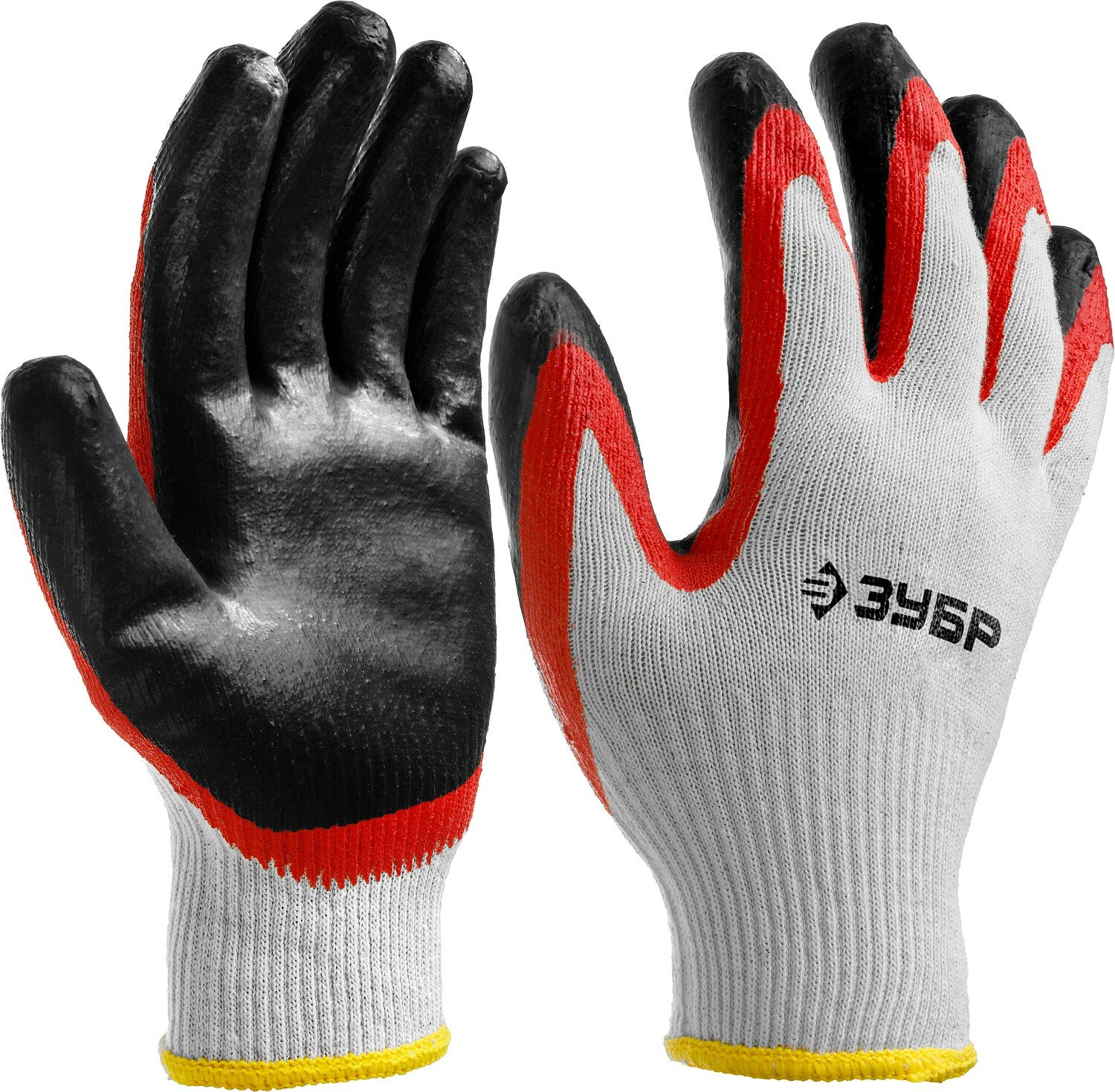 ЗУБР х2 защита, эластичные, натуральный хлопок, размер L-XL, перчатки с двойным латексным обливом (11459-XL) - фотография № 5