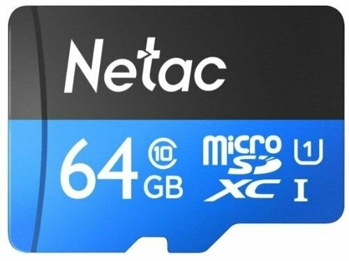 Карта памяти Netac MicroSD card P500 Standard 64GB retail version w/SD