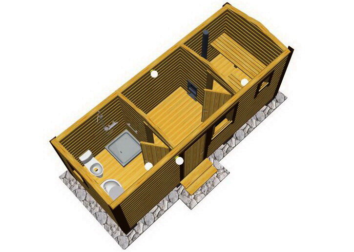 Мобильная баня 6х2,3 м с туалетом и душевой - фотография № 9