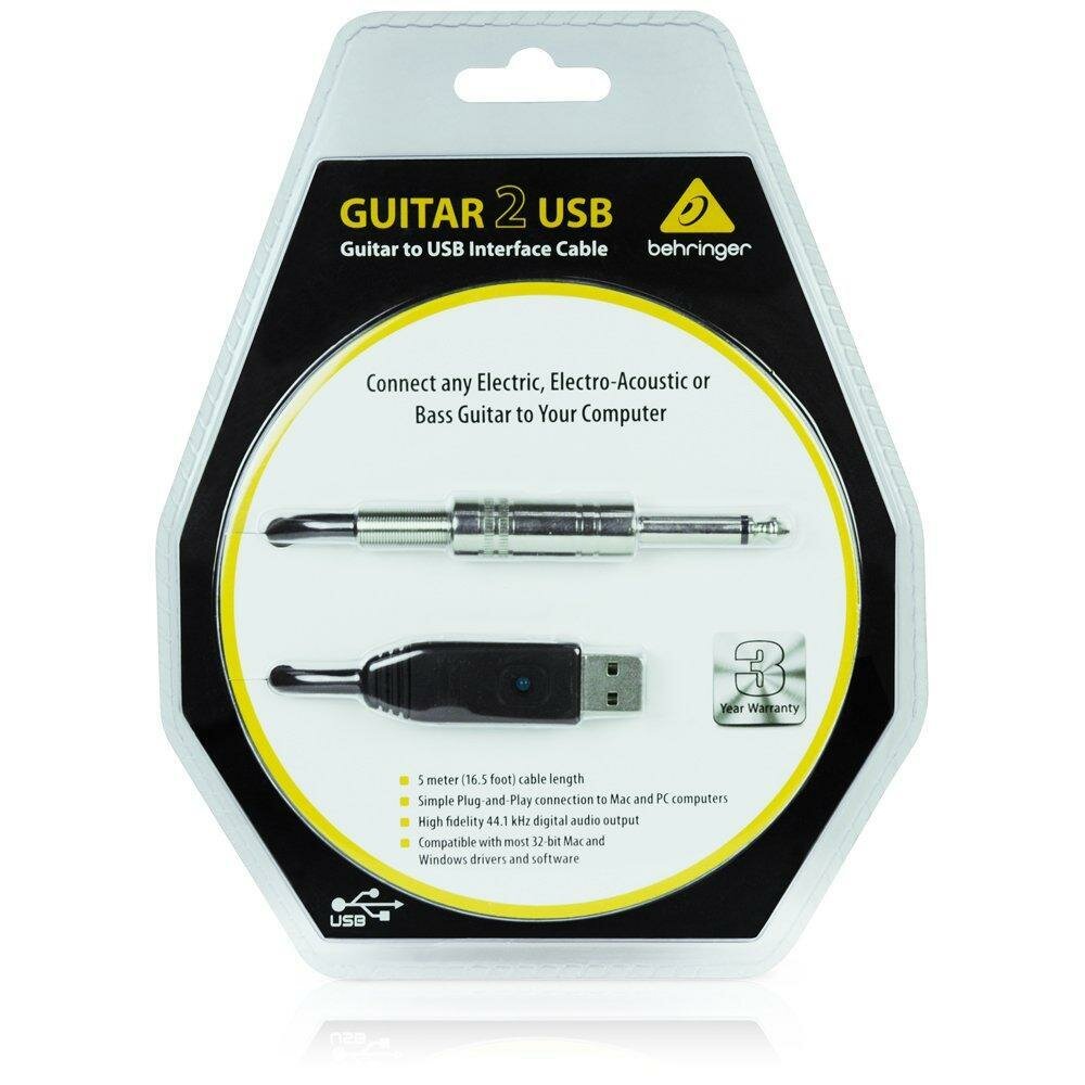 Гитарный USB-аудиоинтерфейс Audio interface Behringer Guitar / Bass USB Cable 2