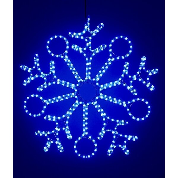Светодиодная Снежинка "Пять Колец" ?0,9м Синяя, Дюралайт на Металлическом Каркасе, IP54 (Laitcom)