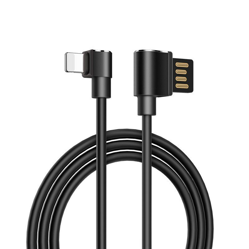 Кабель USB A --> Lightning 8pin (m) 1.2м для Apple, hoco U37, угловой чёрный