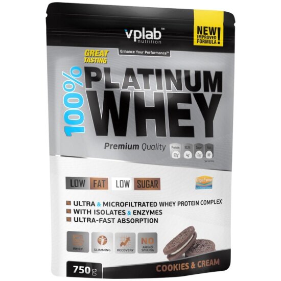 Протеин VP LABORATORY VPLab 100 % Platinum Whey печенье-крем, 750г