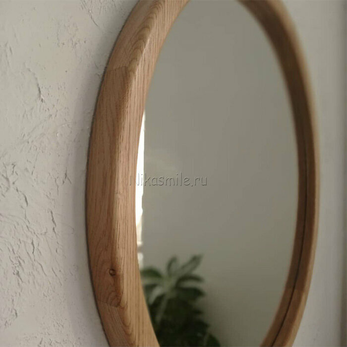 Зеркало ручной работы, рама из натурального дерева, круглое Dulcitudo 40 см темный дуб - фотография № 3