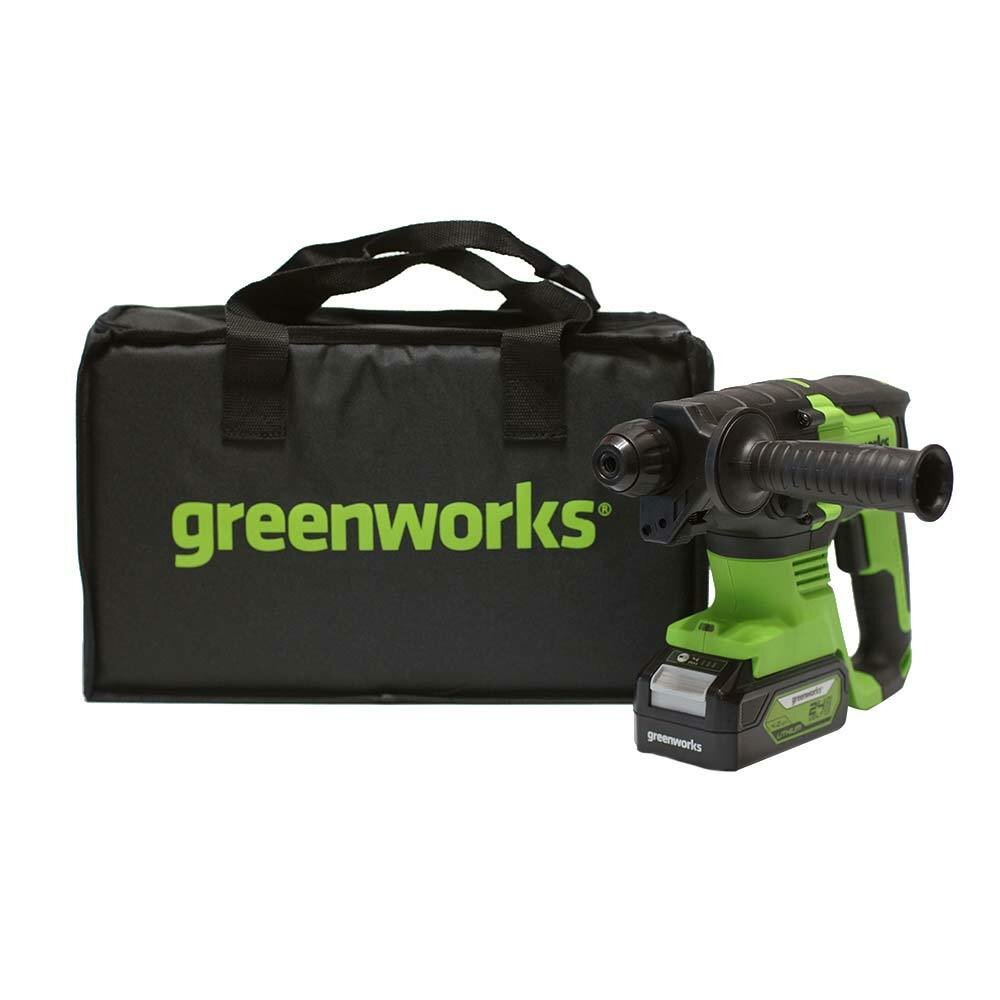 Перфоратор аккумуляторный Greenworks GD24SDS2K4 (3803007UB) 2 Дж 24В 1х4Ач Li-Ion SDS-plus с АКБ и ЗУ - фотография № 3