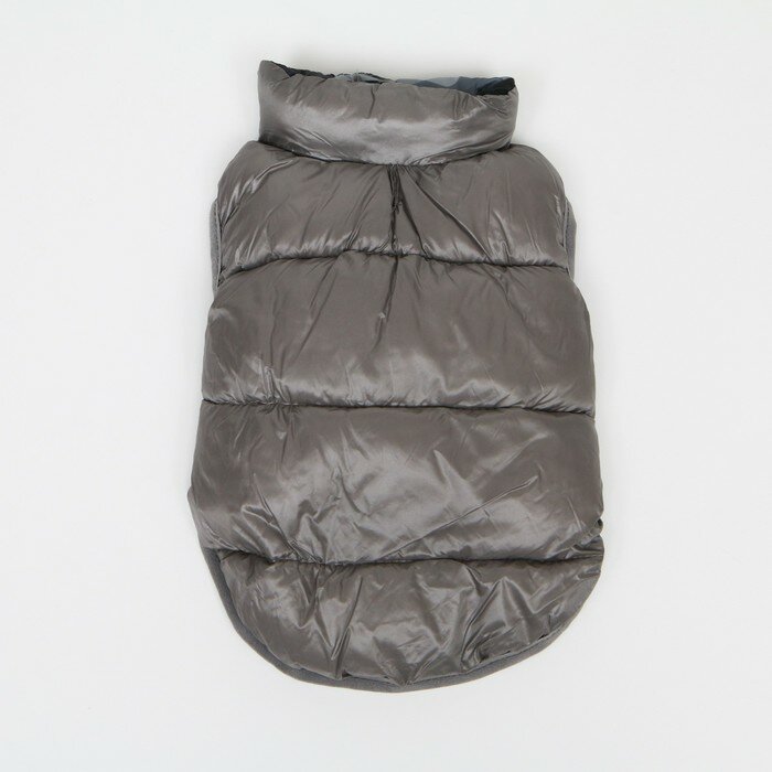 Куртка для собак двухсторонняя с принтом, размер 10 (ДС 25 см, ОГ 34 см, ОШ 24 см), серая - фотография № 10
