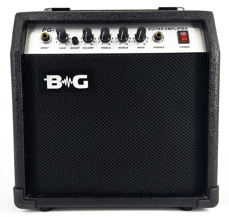 BG PG15 Усилитель гитарный комбо, 15 Вт, 6,5", Input, Gain, Boost switch, Volume, Treble, Middle, Bass, Headphone