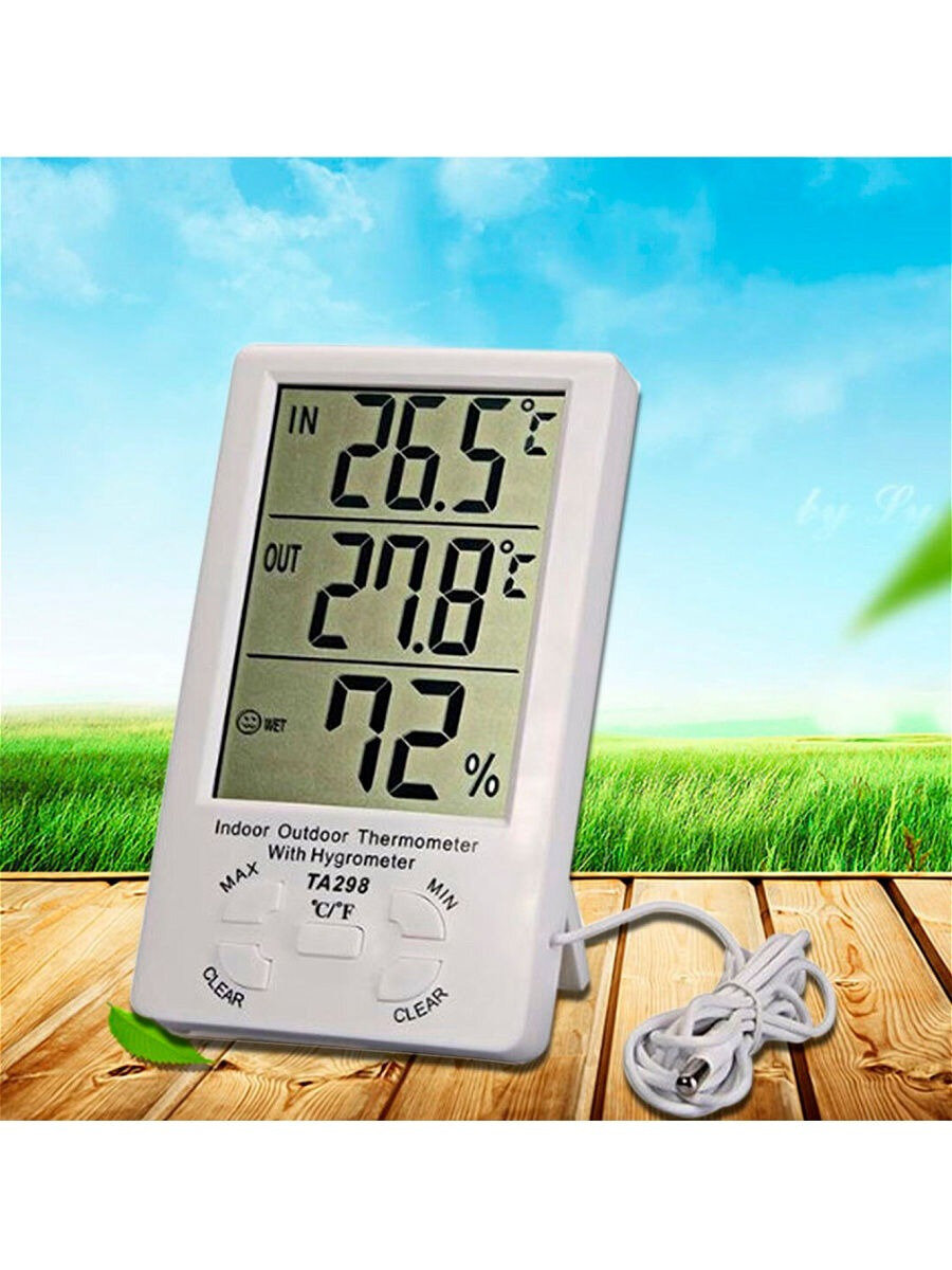 Комнатно-уличный термогигрометр/метеостанция с выносным датчиком и на подставке TA298