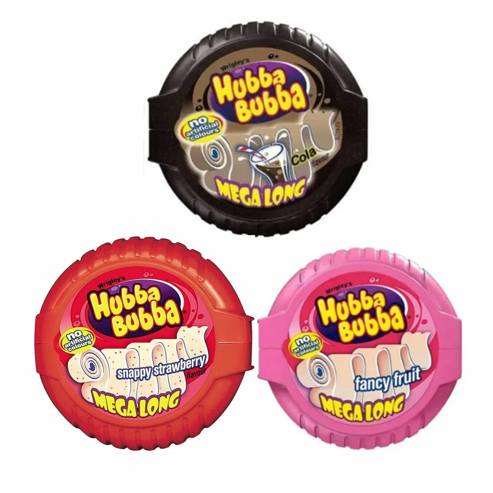 Жевательная резинка Hubba Bubba - фруктовый микс, клубника, кола (3 шт. по 70гр)