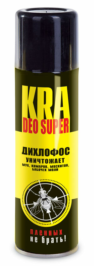 «KRA — deo super — Дихлофос» — для уничтожения летающих насекомых. 300 см куб.