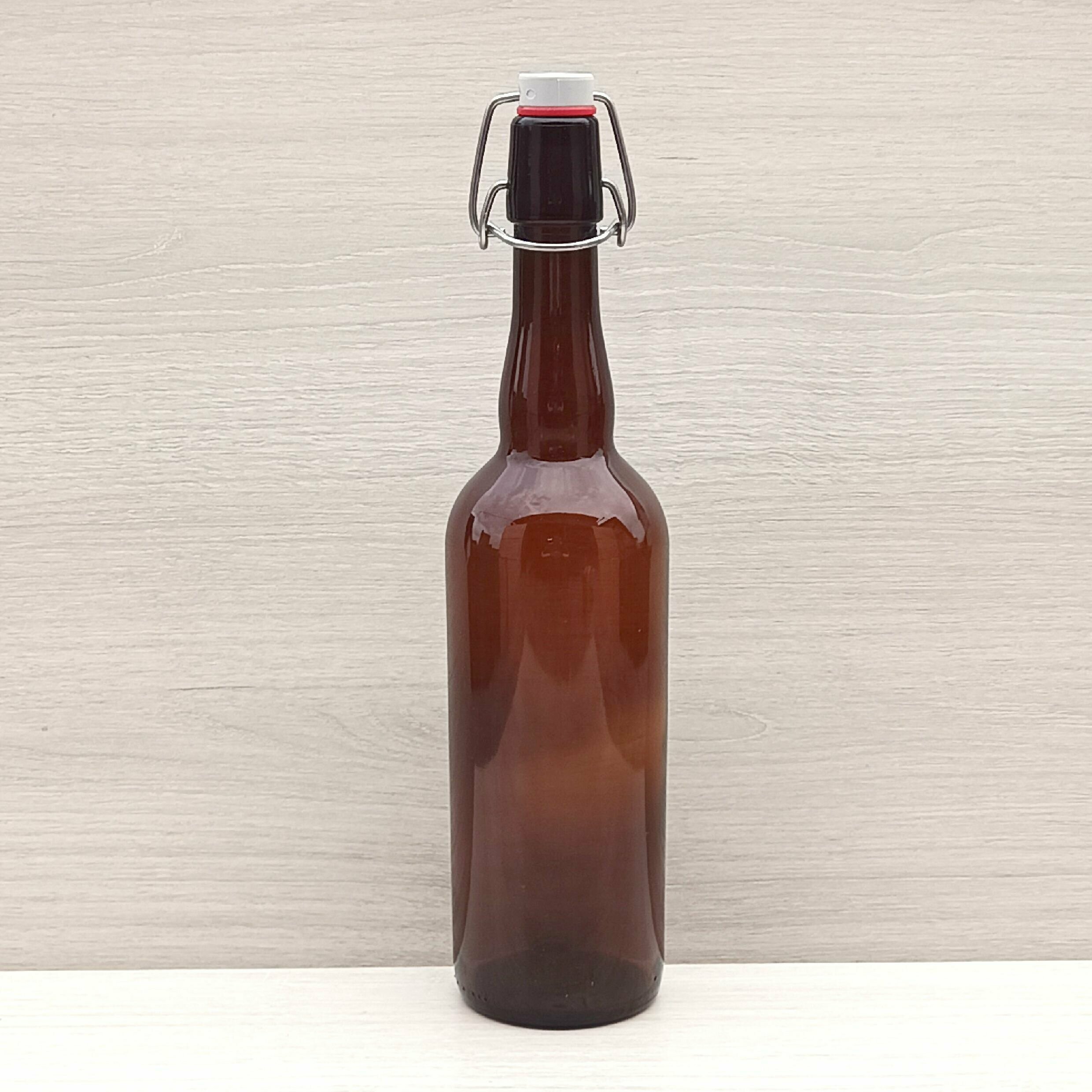Стеклянная коричневая бутылка с бугельной пробкой 0,75 литра 2 штуки - фотография № 4
