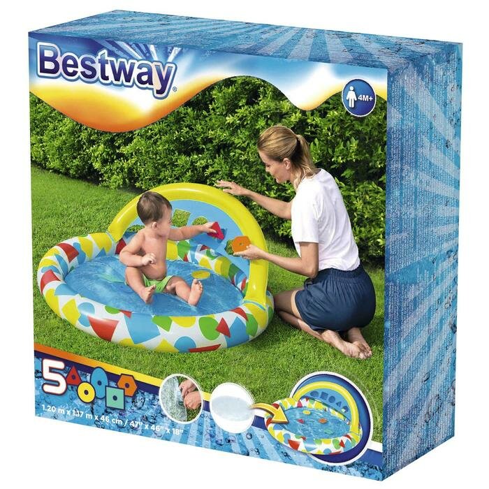 Бассейн надувной детский Splash & Learn, 120 x 117 x 46 см, с навесом 52378 Bestway - фотография № 5