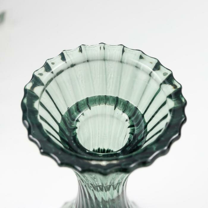 Подсвечник стекло на 1 свечу "Виток" зелёный прозрачный 13,5х7х7 см - фотография № 3