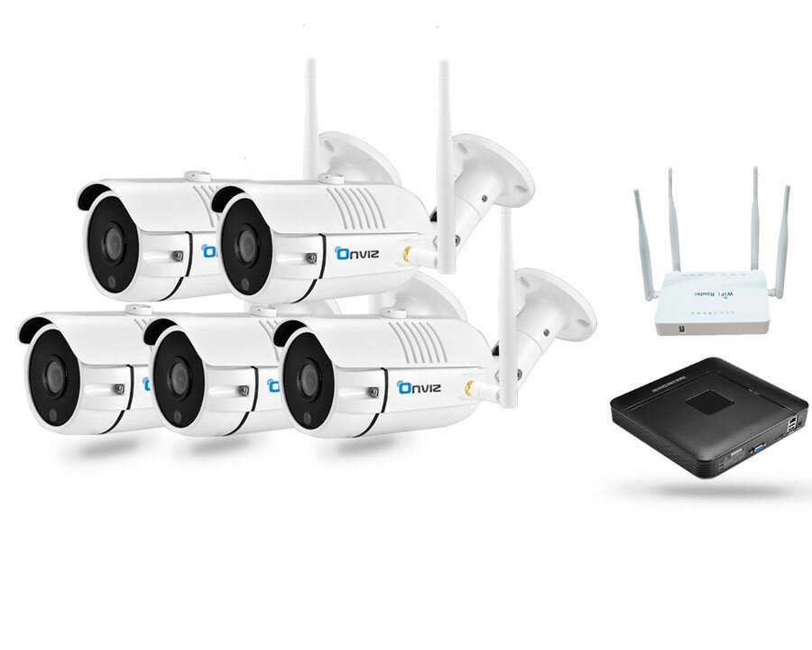 Комплект из 5-ти уличных Wi-Fi камер видеонаблюдения Onviz U340 Pro беспроводных / набор камер / наружная / скрытая / для дома / для дачи - фотография № 1