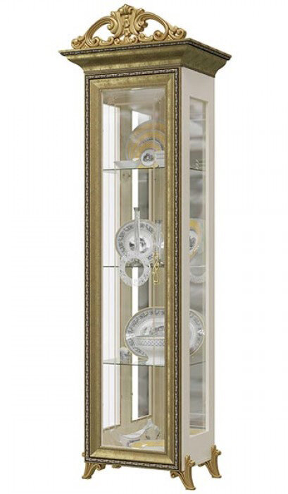 Шкаф-витрина с короной 1-дверный Мэри Версаль ГВ-01 слоновая кость