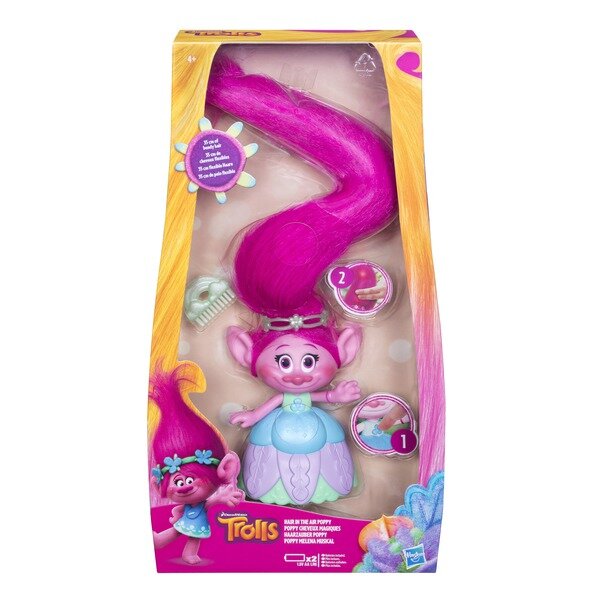 Поппи с супер длинными поднимающимися волосами, игрушка Trolls Hasbro C1305