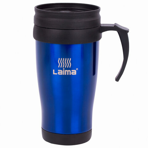 Термокружка LAIMA, комплект 30 шт., 400 мл, нержавеющая сталь, пластиковая ручка, синяя, 605128 - фотография № 1