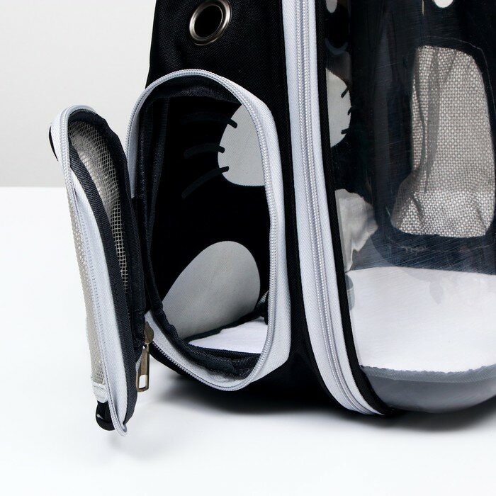 Пижон Рюкзак для переноски кошек и собак прозрачный«Котик», 34 х 25 х 40 см, чёрный - фотография № 5