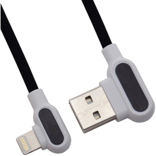Кабель ZETTON SyncCharge Round Fabric Corner USB - Apple Lightning, черный (ZTUSBRFCBKA8)