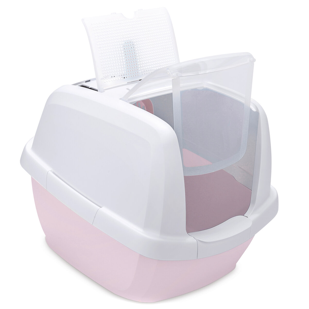Закрытый био-туалет для кошек IMAC Maddy, белый/нежно-розовый, 62х49,5х47,5см