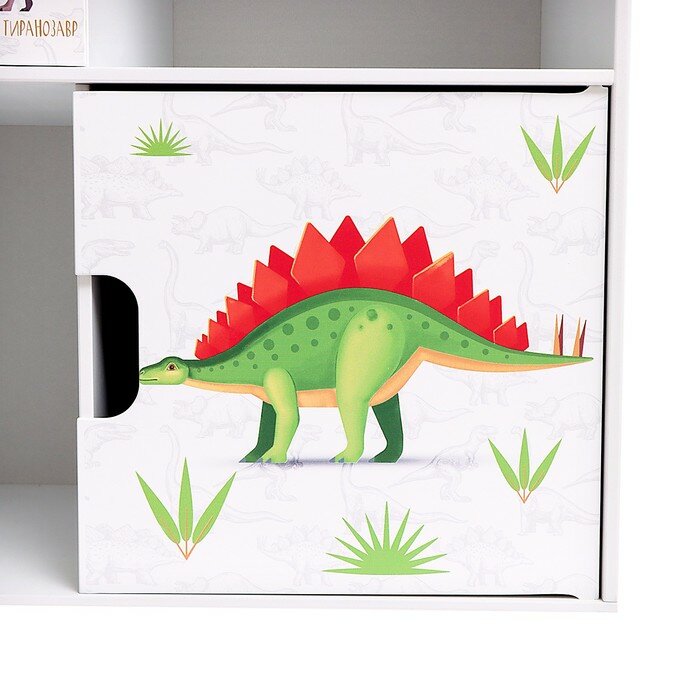 ZABIAKA Стеллаж с дверцами «Динозавры», 60 × 60 см, цвет белый - фотография № 7
