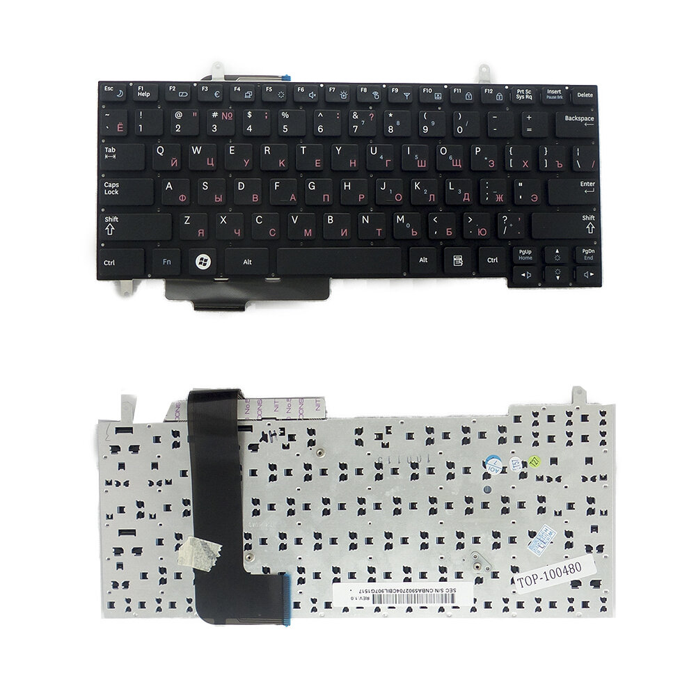 Клавиатура для ноутбука Samsung N210 N210-JA02RU N210-JB01RU NP-N210-JA01UA. Плоский Enter. Черная без рамки. PN: V114060AS1.