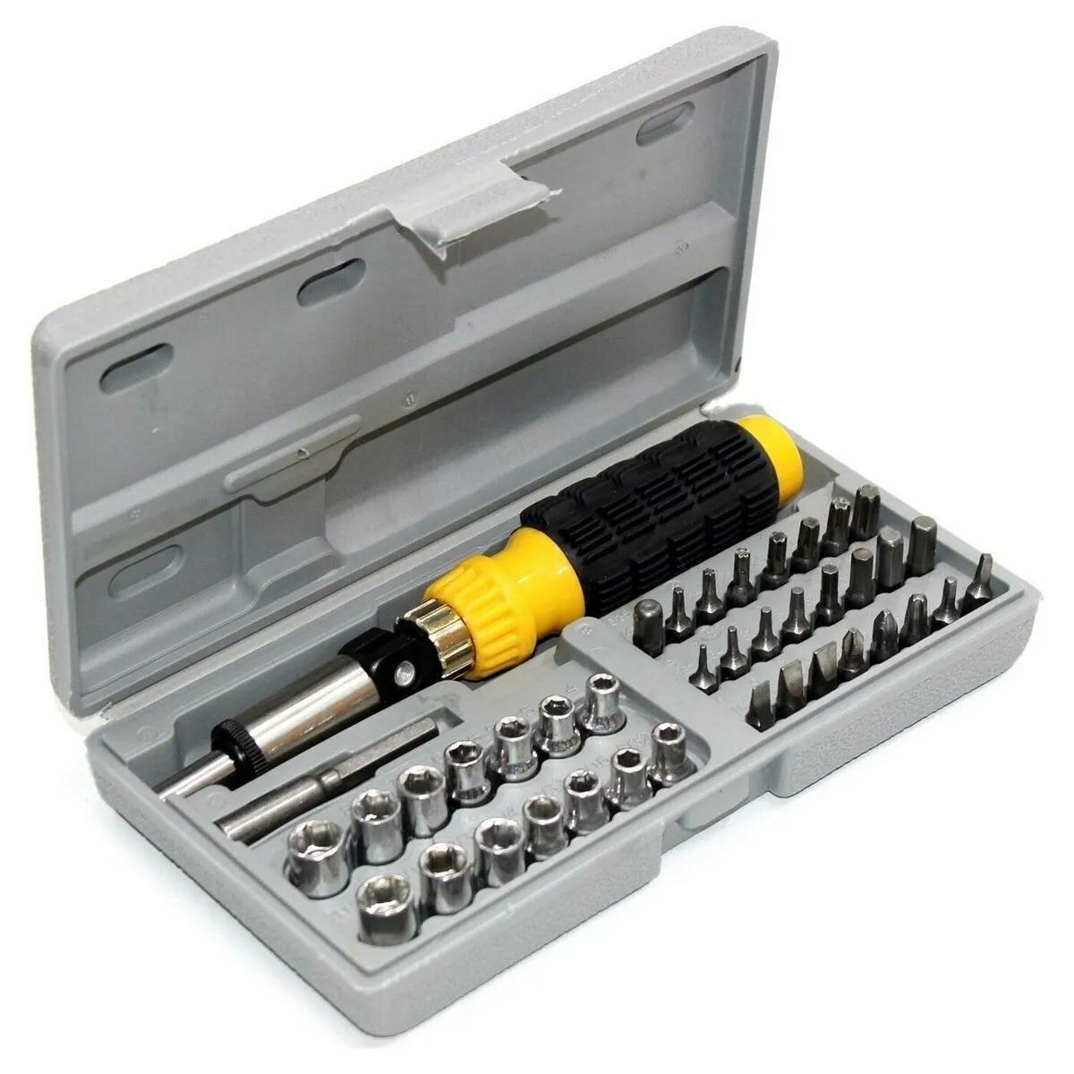 фото Набор бит и головок с отверткой, 41 предмет